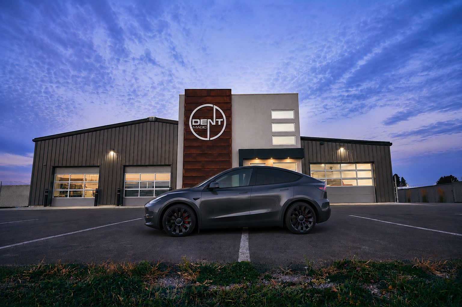 Tesla collision repair before and after at Dent Magic